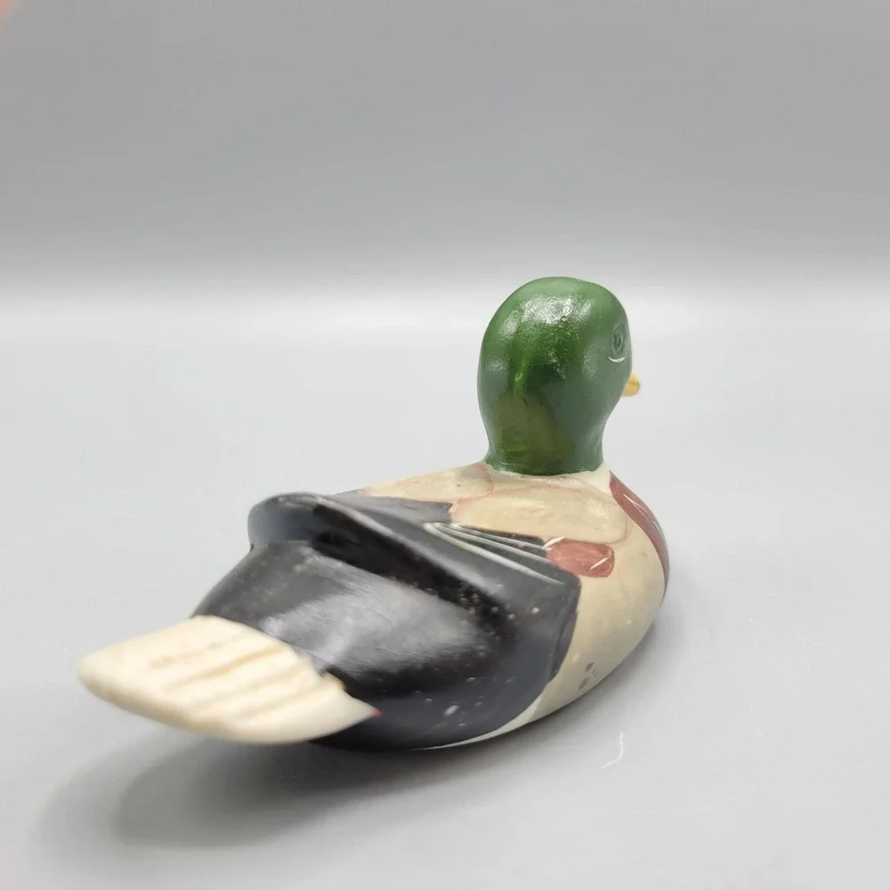 Vtg Hand Painted Ceramic Mallard Duck Figurine Decor Collectible 2